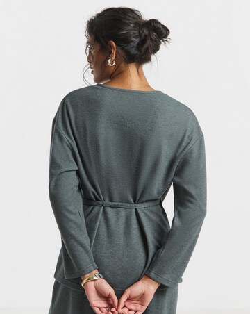 Charcoal Marl Ribbed Wrap Top