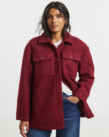 Burgundy Plush Teddy Pocket Shacket