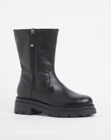 Breener Leather Outside Zip Chunky Ankle Boots - Extra Wide Fit (EEE)