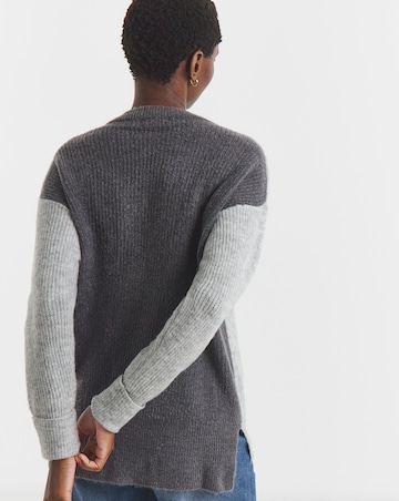 Grey Colourblock V Neck Tunic