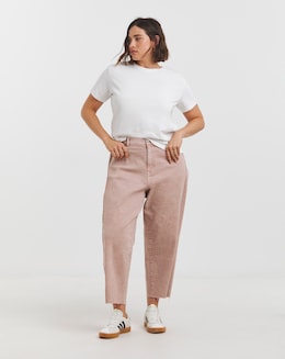 Simply Be Salt Pink Denim Cropped Barrel Jeans