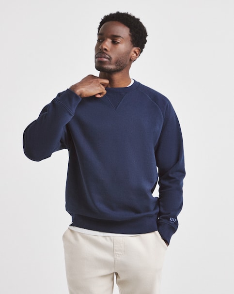 Union Garment Dyed Raglan Crew Neck Sweatshirt-Navy