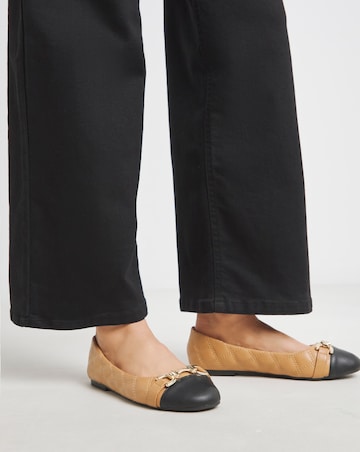 Harmony Toe Cap Snaffle Trim Ballerina Shoes - Extra Wide Fit (EEE)