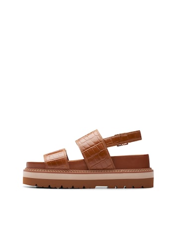 Clarks Orianna Croc Leather Glide Buckle Sandal Standard Fit
