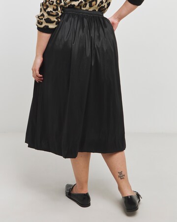 Black Taffeta Woven Full Maxi Skirt