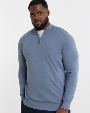 Cotton 1/4 Zip Funnel Knit Top