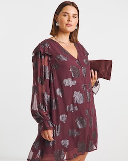 Simply Be Plum Jacquard Smock Dress