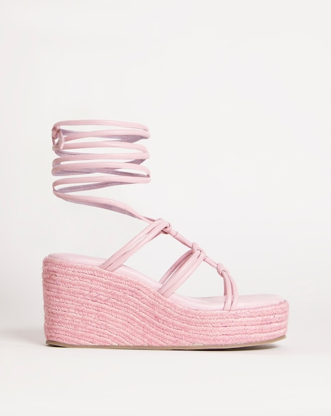 Neve Ankle Tie Wedge Espadrille Sandals - Wide Fit (E)