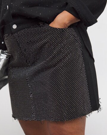 Black Embellished Mini Skirt
