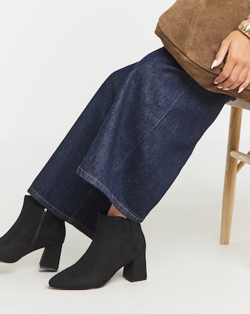 Salsa Pointed Block Heel Ankle Boots - Wide Fit (E)