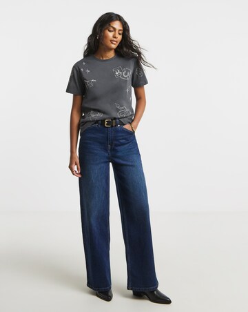 Slate Grey Western Embroidered T-Shirt