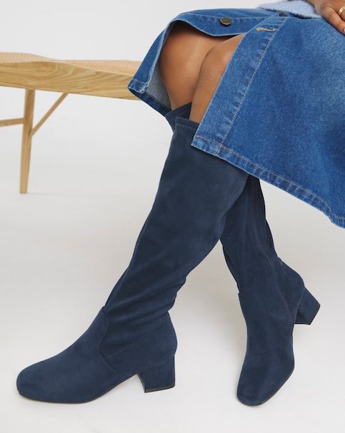 Claudia Block Heel Knee High Boots - Extra Wide Fit (EEE) & Standard/Curvy Calf