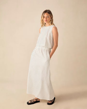 Ro&Zo Ivory Stripe Linen Skirt