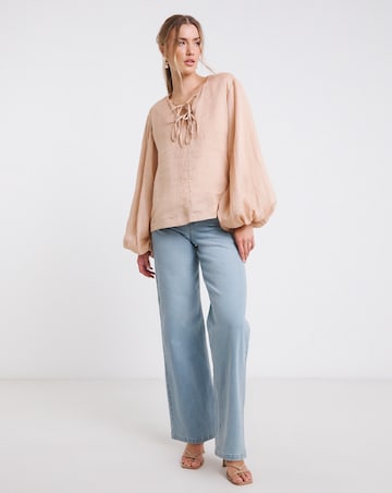 Simply Be Blush Premium Ramie Volume Sleeve Blouse