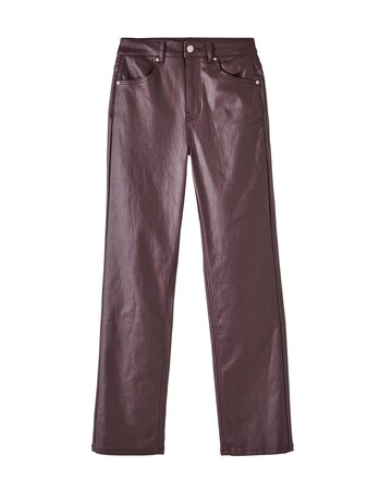 Burgundy Coated Straight Leg Jeans