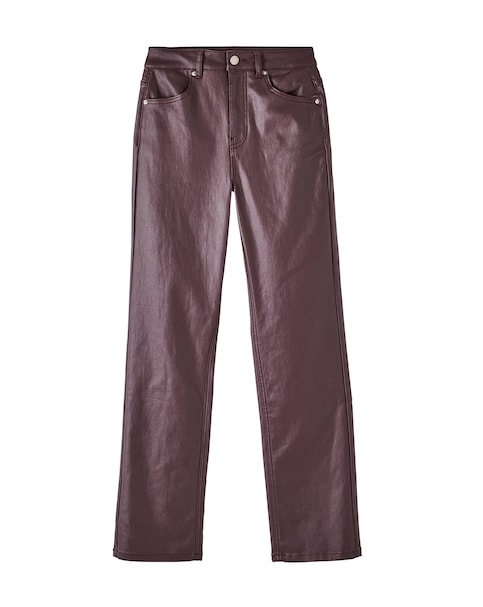 Burgundy Coated Straight Leg Jeans