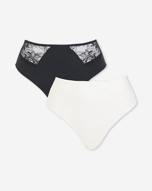 Pretty Secrets (2 Pack) New Ella Full Knickers Black/White