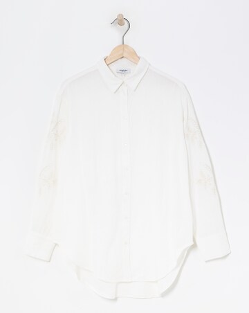 Simply Be Ivory Embroidered Sleeve Relaxed Long Sleeve Shirt