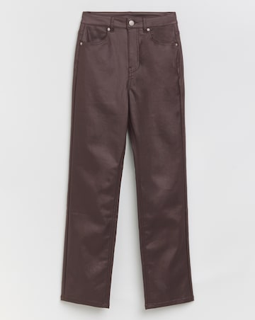 Burgundy Coated Straight Leg Jeans