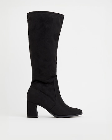 Chana Classic Knee High Heeled Stretch Boots - Standard Fit (D) & Standard Calf