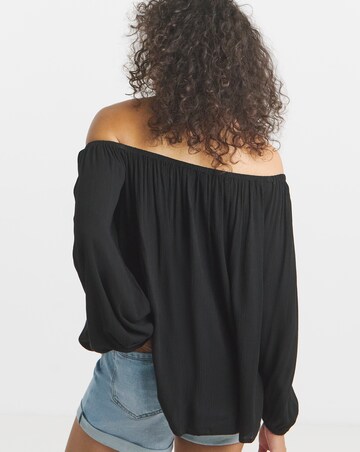 Simply Be Black Crinkle Long Sleeve Bardot Top