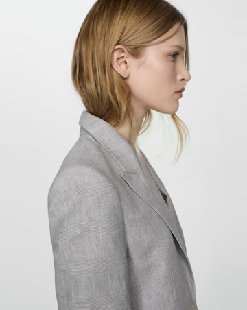 Mango Houndstood Linen Jacket Blazer
