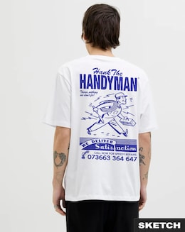 Jack &amp; Jones Handyman Hank Back Graphic T-Shirt - White