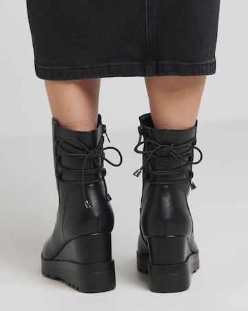 Frankie Lace Back Detail Wedged Ankle Boots - Extra Wide Fit (EEE)