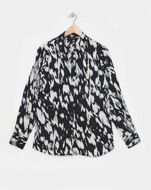 Womens Dipped Back Shirt - Blue Geo
