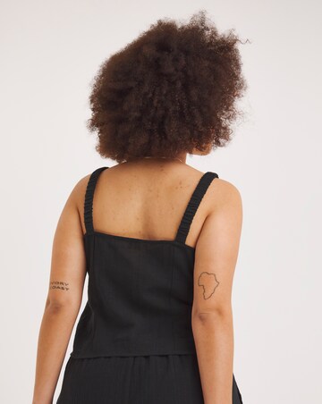 Black Linen Look Cropped Cami