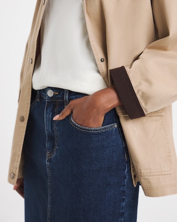 Mid Blue Over The Knee Denim Skirt