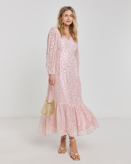 Boutique Pink Jacquard V-Neck Maxi Dress
