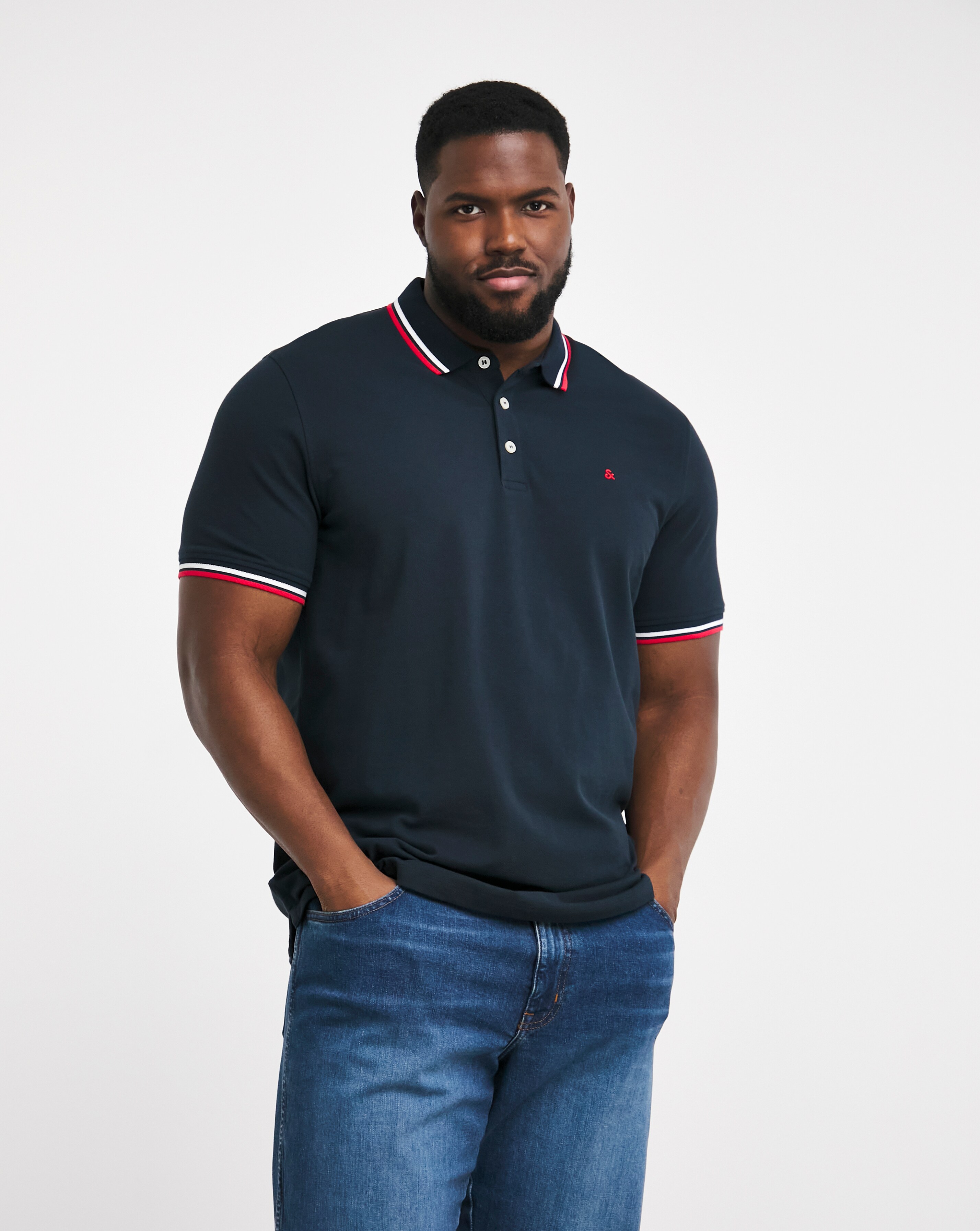 Jack & Jones Premium Paulos Tipped Polo - Navy/Red