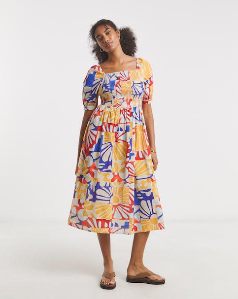 Native Youth Shirred Printed Smock