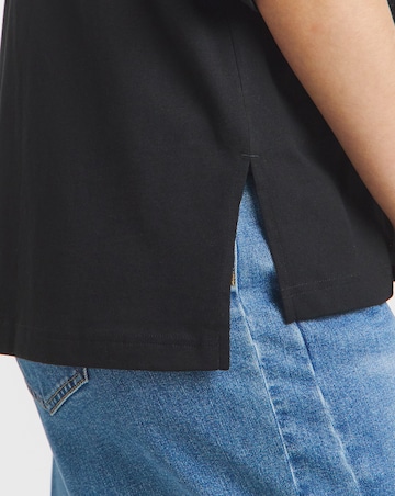 Black Raglan Slouchy Pure Cotton T-Shirt