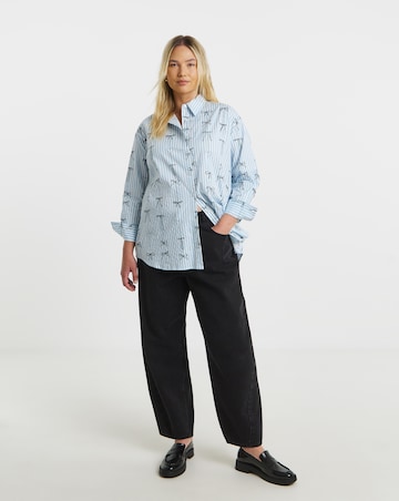 Stripe Cotton Shirt with Bow Print