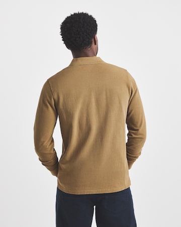 Union Garment Dyed Long Sleeve Polo-Brown