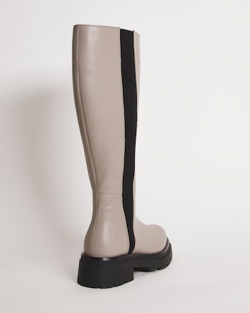 Calista Knee High Chelsea Boots - Wide Fit (E) & Super Curvy Calf