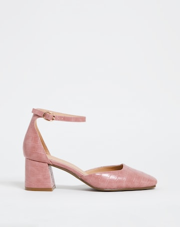 Two Part Block Heel Shoe - Wide Fit (E)