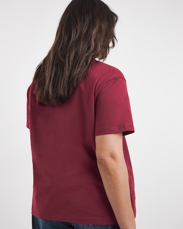 Burgundy & Rose 2 Pack High V Neck Slim Fit T-Shirts