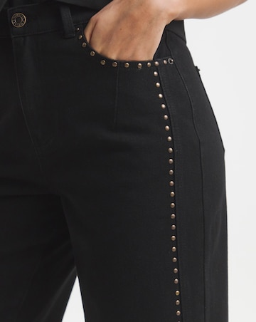 Simply Be Black Side Studded Barrel Leg Jeans