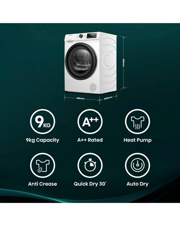 Hisense DH1Q902BW2 1 Series 9kg Heat Pump Dryer White