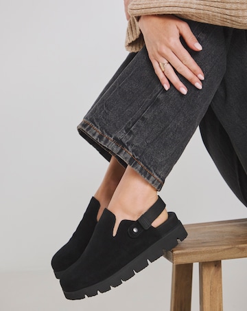 Austin Suede Chunky Closed Toe Mules - Extra Wide Fit (EEE)
