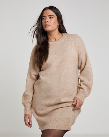 Simply Be Oatmeal Crew Neck Mini Dress