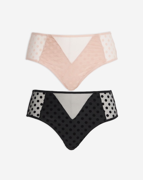 Pretty Secrets (2 Pack) Hannah Everyday Spot Mesh Briefs Black/Blush