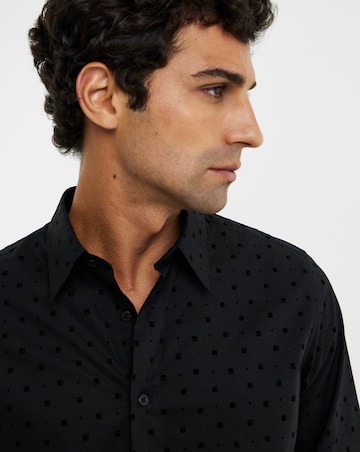Flock Print Cotton Stretch Shirt