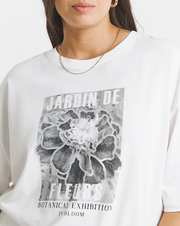 Simply Be White Jardin De Fleurs Graphic T-Shirt