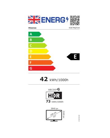 Hisense 43in 43E7NQTUK Smart 4K UHD HDR QLED TV with Amazon Alexa