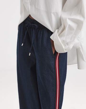 Simply Be Dark Wash Side Stripe Wide Leg Jeans