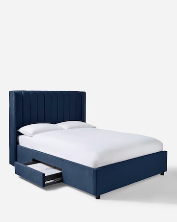 Eloise Winged Velvet Storage Bed with 3 Layer Memory Foam Hybrid Mattress